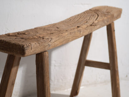 Ancien banc en bois de style primitif (c.1870) #4