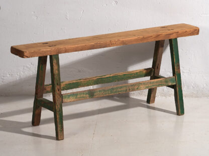 Antique entry bench in green (c.1870) #4