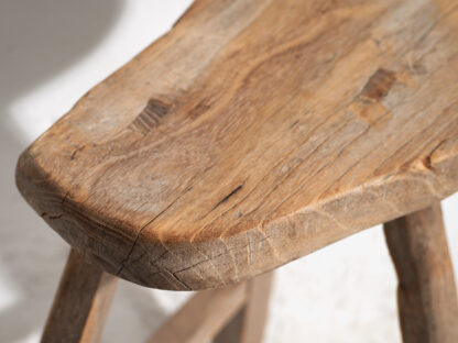 Ancien tabouret rustique en bois (c.1920) #2