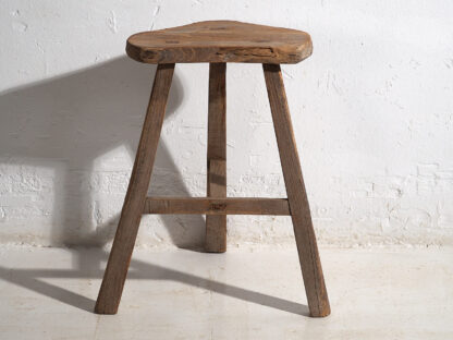 Ancien tabouret rustique en bois (c.1920) #2