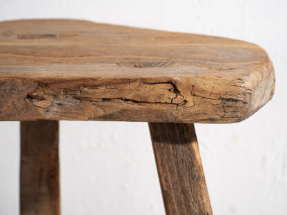 Ancien tabouret rustique en bois (c.1920) #2