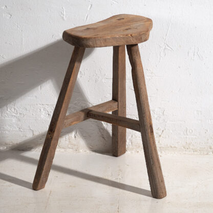 Ancien tabouret rustique en bois (c.1920) #2