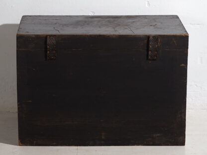 Antique dark colored antique opera trunk with floral details (c.1900) #1