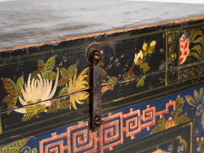 Antique dark colored antique opera trunk with floral details (c.1900) #1