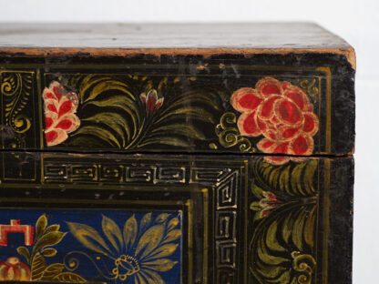 Antique dark colored antique opera trunk with floral details (c.1900) #1