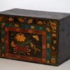 Baúl chino antiguo de color oscuro y de motivos florales (c.1900) #2