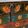 Baúl chino antiguo de color oscuro y de motivos florales (c.1900) #2