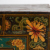Baúl chino antiguo de color oscuro y de motivos florales (c.1900) #2