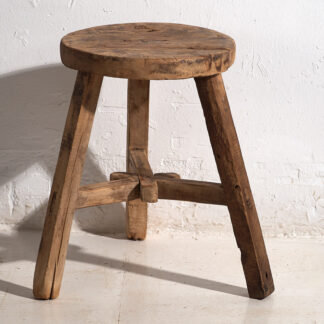 Ancien tabouret en bois massif (c.1920)