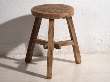 Ancien tabouret en bois massif (c.1920)