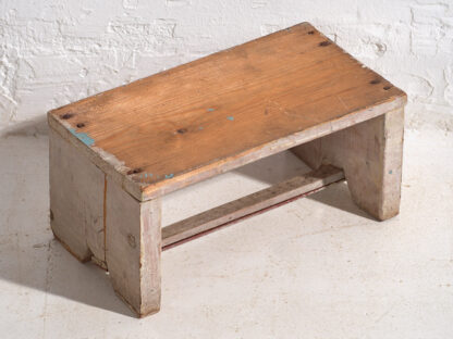 Antique low stool with white patina (c.1920s) #5