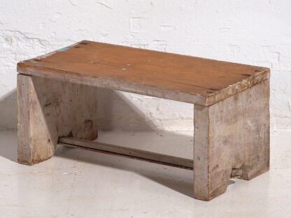 Antique low stool with white patina (c.1920) #5