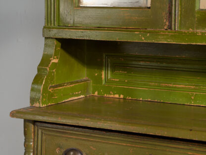 Commode avec étagères vert olive anciennes (vers 1920)