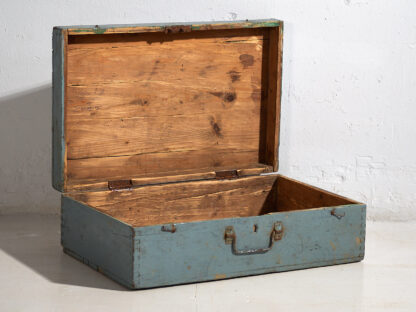 Ancien coffret en bois patiné bleu clair (c.1920) #61