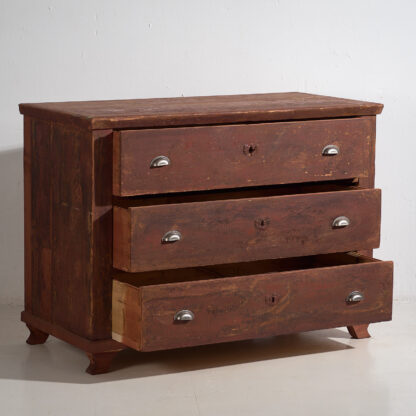 Antique chest of drawers in maroon red (c.1920)