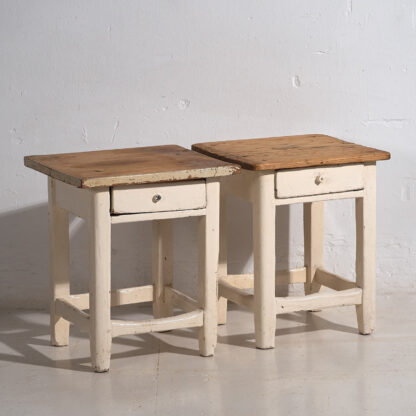 Antique white bedside tables (c.1920). Set of 2 pieces