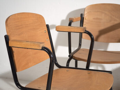 Chaises de salle à manger de style vintage avec accoudoirs (c.1950). Ensemble de 4 pièces