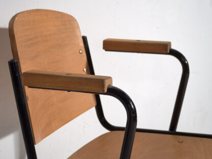 Chaises de salle à manger de style vintage avec accoudoirs (c.1950). Ensemble de 4 pièces