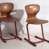 Chaises de salle à manger rouges de style vintage (vers 1950). Ensemble de 4 pièces