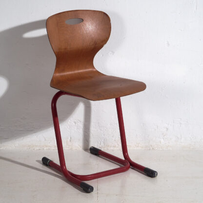 Red vintage style dining chairs (c.1950). Set of 4 pieces