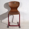 Chaises de salle à manger rouges de style vintage (vers 1950). Ensemble de 4 pièces