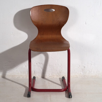 Red vintage style dining chairs (c.1950). Set of 4 pieces