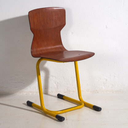 Retro yellow dining room chairs (c.1950). Set of 4 pieces