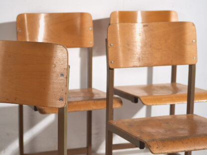 Chaises longues en bois d'époque (vers 1950). Ensemble de 4 pièces