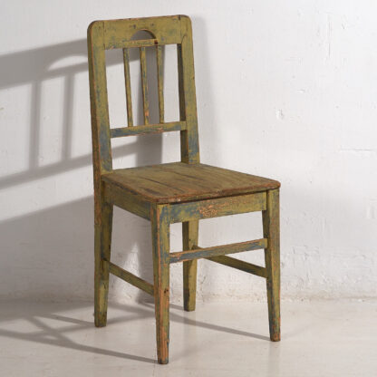 Retro chairs with green patina (c.1950). Set of 2 pieces