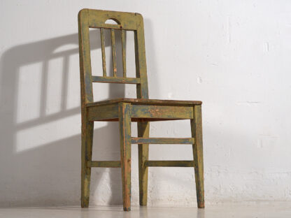 Retro chairs with green patina (c.1950). Set of 2 pieces