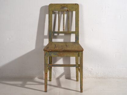 Retro chairs with green patina (c.1950). Set of 2 pieces