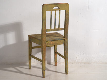 Retro chairs with green patina (c.1950). Set of 2 pieces