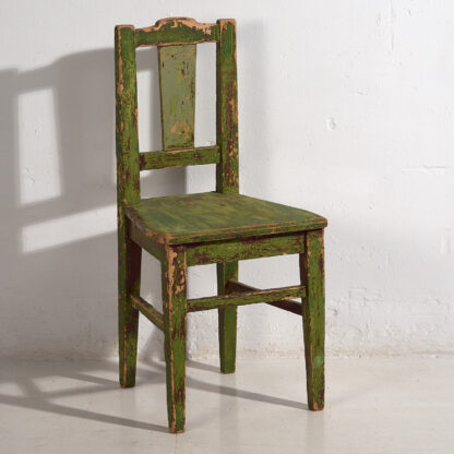 Retro chairs with green patina (c.1950). Set of 2 pieces