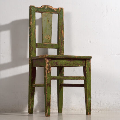 Retro chairs with green patina (c.1950). Set of 2 pieces