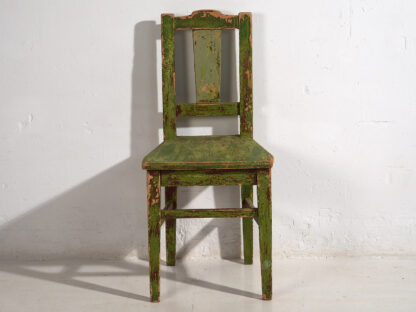 Retro chairs with green patina (c.1950). Set of 2 pieces