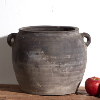 Antique gray vase with wabi-sabi handles (c.1900) #1