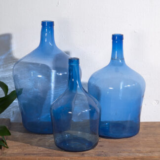 Antique antique cobalt blue glass bowls (c.1920). 3-piece set #1