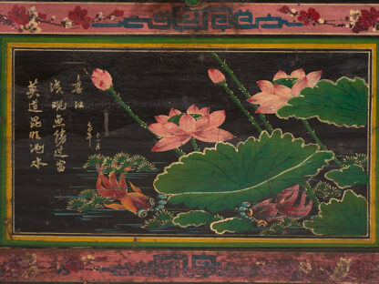 Baúl decorativo antiguo oriental con pinturas de flor de loto (c.1900) #11