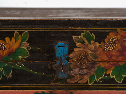 Antique Chinese chest decorated with peony paintings (c.1900) #7