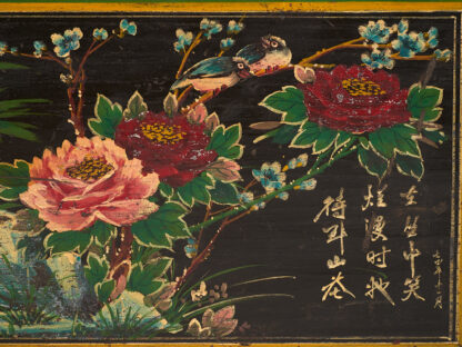 Antique Chinese chest decorated with peony paintings (c.1900) #7