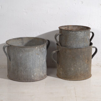 Antique metal buckets (c.1920). 3-piece set #4