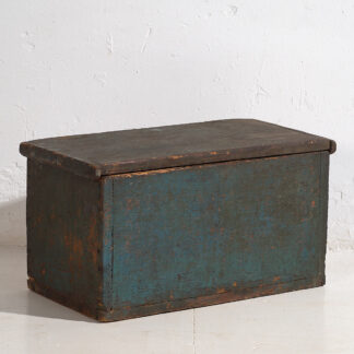 Small antique antique trunk with cobalt blue patina (c.1920) #74