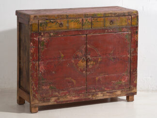 Antique red two-door cabinet (c.1900) #16