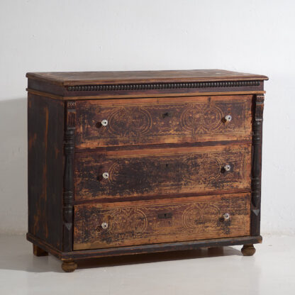 Large antique antique chest of drawers with dark patina (c.1940) #39