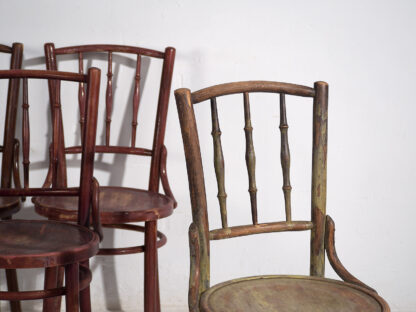 Sillas Thonet antiguas de colores (c.1920). Conjunto de 4 piezas #2