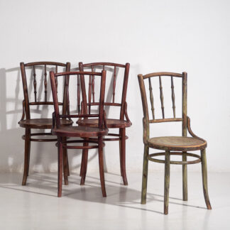 Sillas Thonet antiguas de colores (c.1920). Conjunto de 4 piezas #2