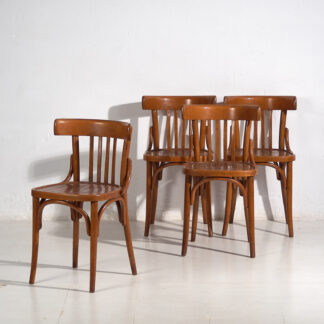 Ensemble de chaises de bistro Thonet anciennes (c.1920). Ensemble de 4 pièces #12