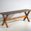 Ancienne table en bois massif à patine verte (c.1920) #6