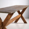 Ancienne table en bois massif à patine verte (c.1920) #6