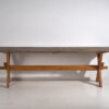 Ancienne table en bois massif à patine verte (c.1920) #6